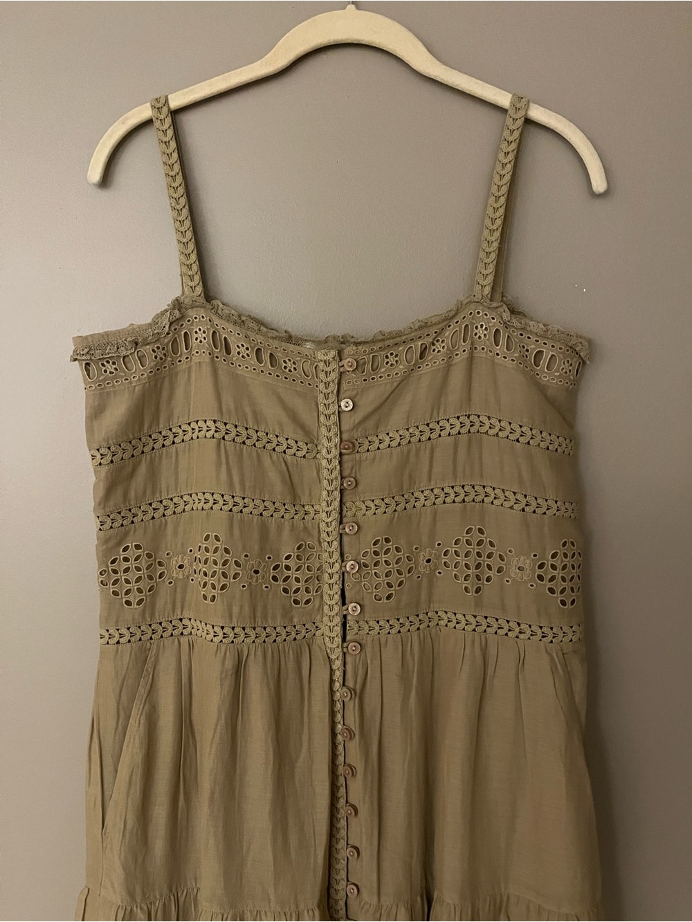 Isabel Marant Sleeveless Button-Front Midi Dress in Olive Beige - Picture 6 of 15